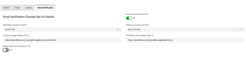 The doi plugin for mautic adds a new Email Verification tab to to form settings.